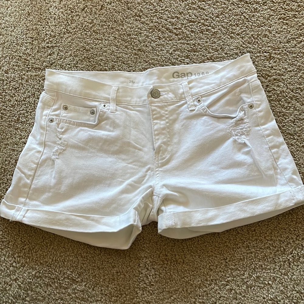 Gap white distressed denim shorts